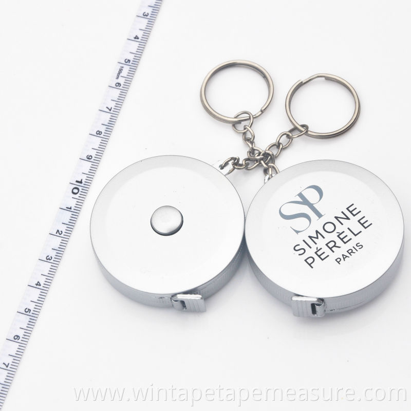 150cm/60inch silver modern round keychain ring tailor tape measure French style special measurement tools with Your Logo
